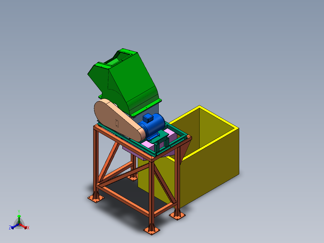 破碎机、破碎机（粉碎机）正等轴测图