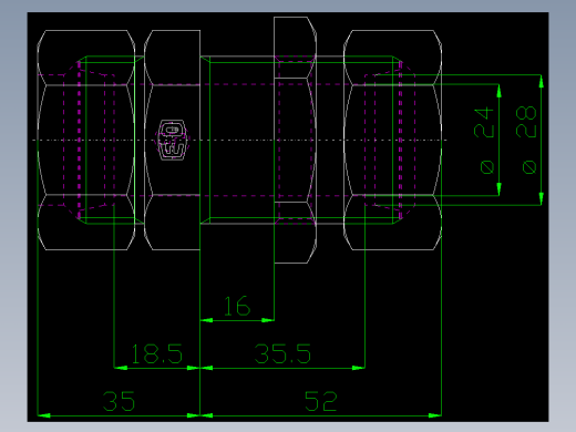 PARKER管接头EO Bulkhead union SV28LMS(16)_front