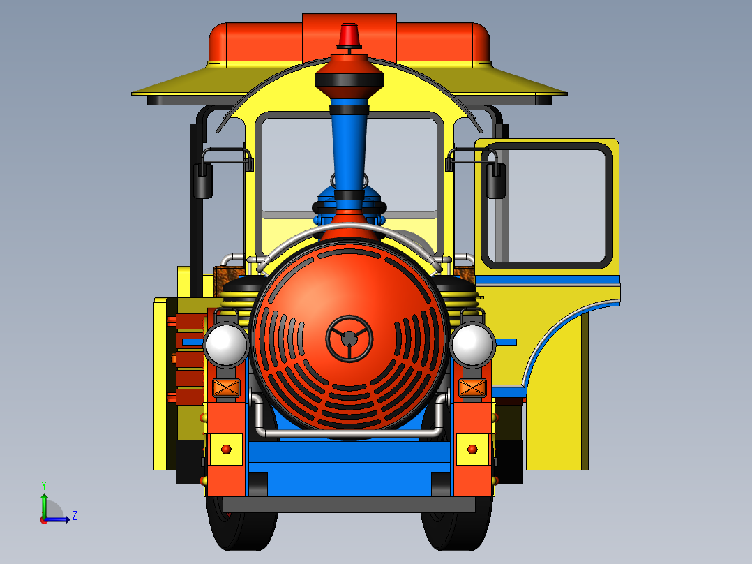 火车机车列车dotto-trains-1831-模型格式为 sw stp左视图