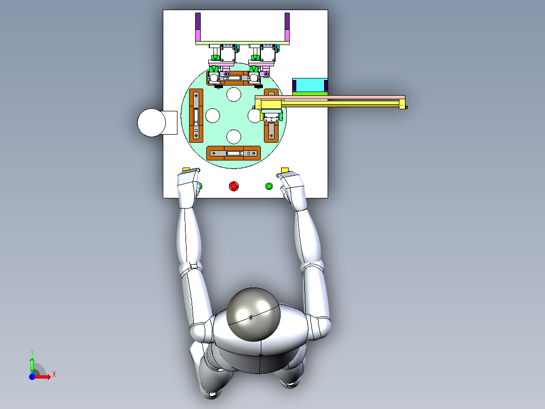 半自动双工位锁螺丝机前视图