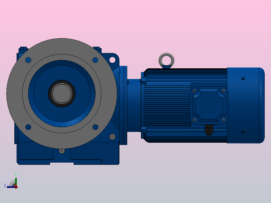 SF87法兰轴伸式安装斜齿-蜗轮蜗杆减速机SF87-YV4-4P-43.13-M1-0°-A右视图