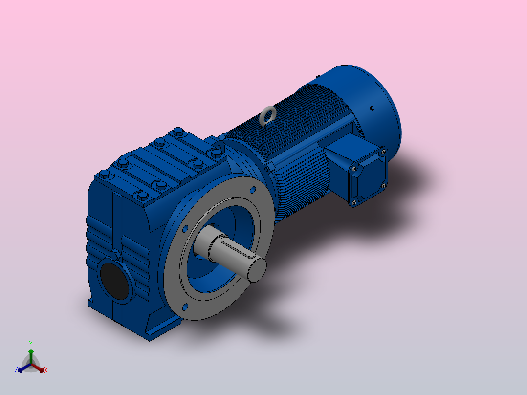 SF87法兰轴伸式安装斜齿-蜗轮蜗杆减速机SF87-YV4-4P-43.13-M1-0°-A正等轴测图
