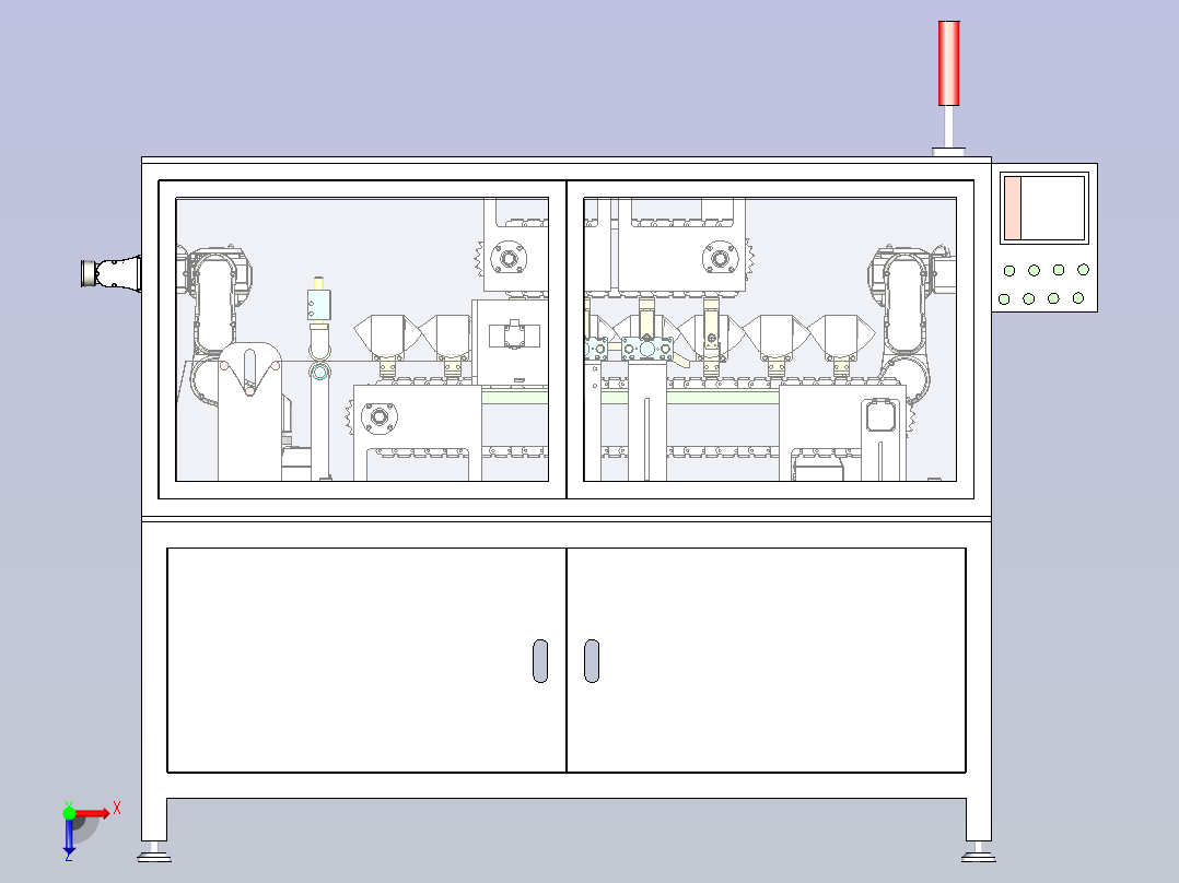 口罩绕带打钉切断设备3D图纸俯视图