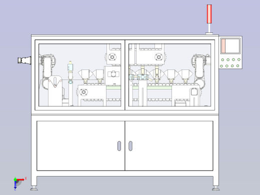 口罩绕带打钉切断设备3D图纸俯视缩略图
