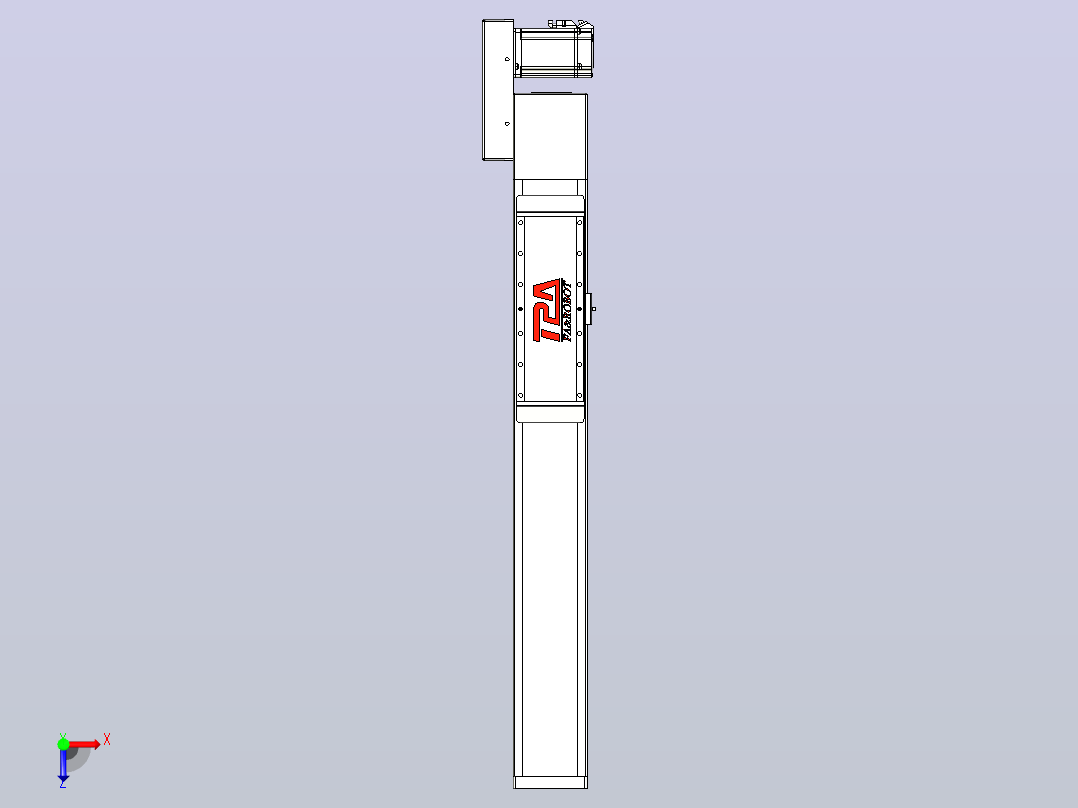 伺服电机集成皮带传动直线执行器TPA-OCB-120-224-L450-MR-P75-N3俯视图