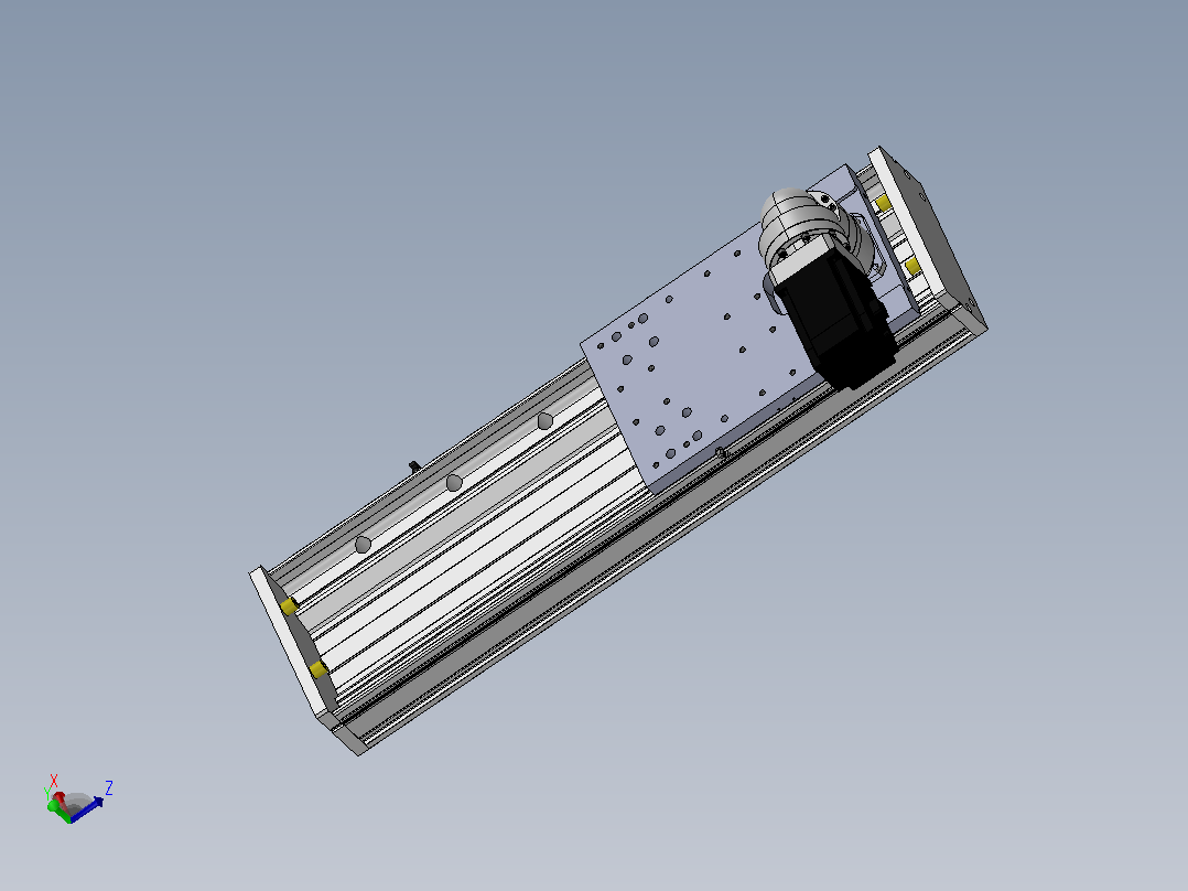 DMG220-LCM齿轮齿条模组直线滑台（电机左折）[DMG220-L20S400-DT750-C2U-RCM-P7]主视图