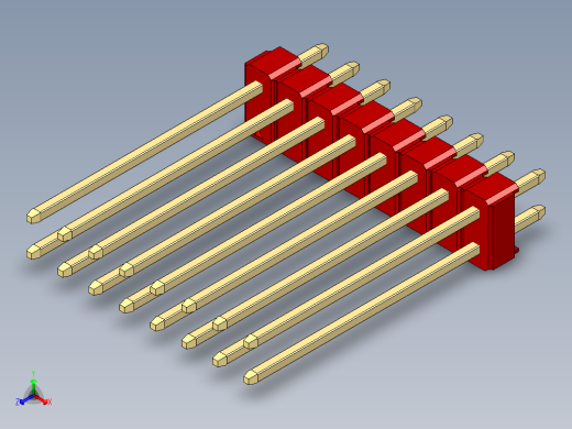 彩色公头100mil（2.54mm）系列-DS1021_red_2x08p_100mil_Type19_rev1.0正等轴测缩略图