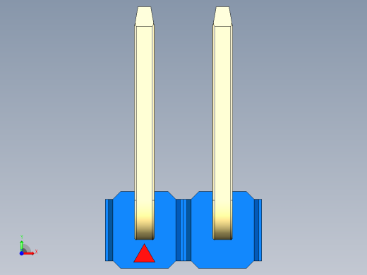 彩色公排针 100mil 2.54mm 系列-DS1022_blue_02p_100mil_TypeU_rev1.0前视缩略图