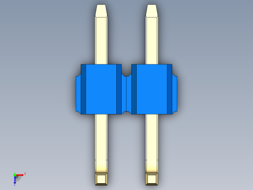 彩色公排针 100mil 2.54mm 系列-DS1022_blue_02p_100mil_TypeU_rev1.0俯视缩略图