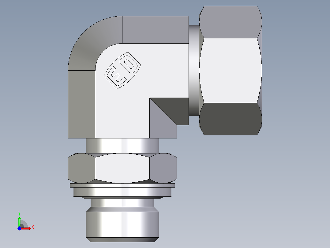 卡套式工业通用硬管接头EO_Adjustable_Locknut_elbow_WEE18LRCF前视图