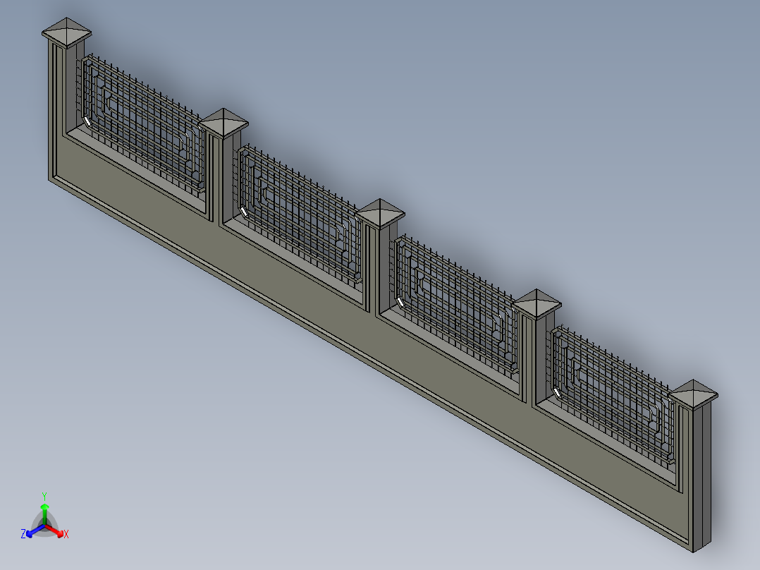 栅栏板正等轴测图