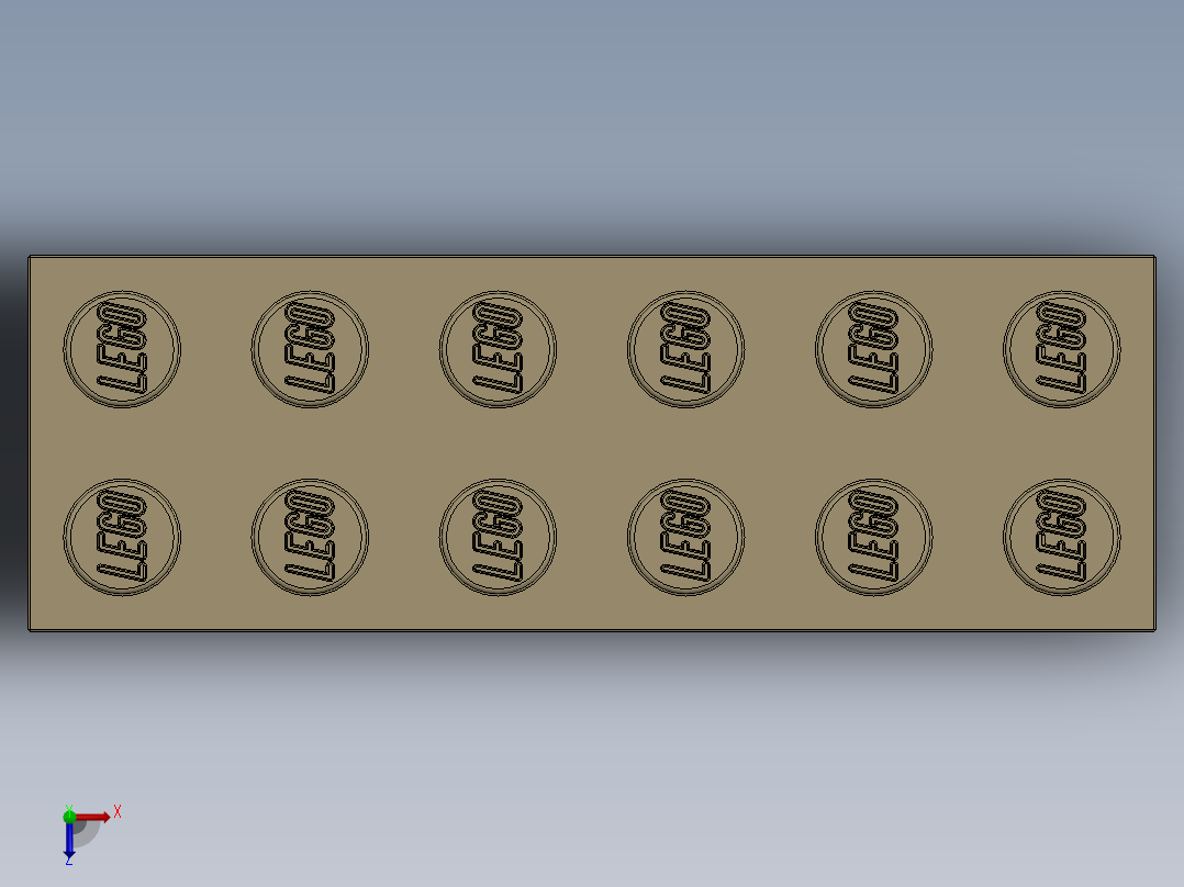 乐高套装 4421基本积木-4181134 - 2456 - 44237 Brick Yellow - Tan Brick 2 x 6.SLDPRT俯视图