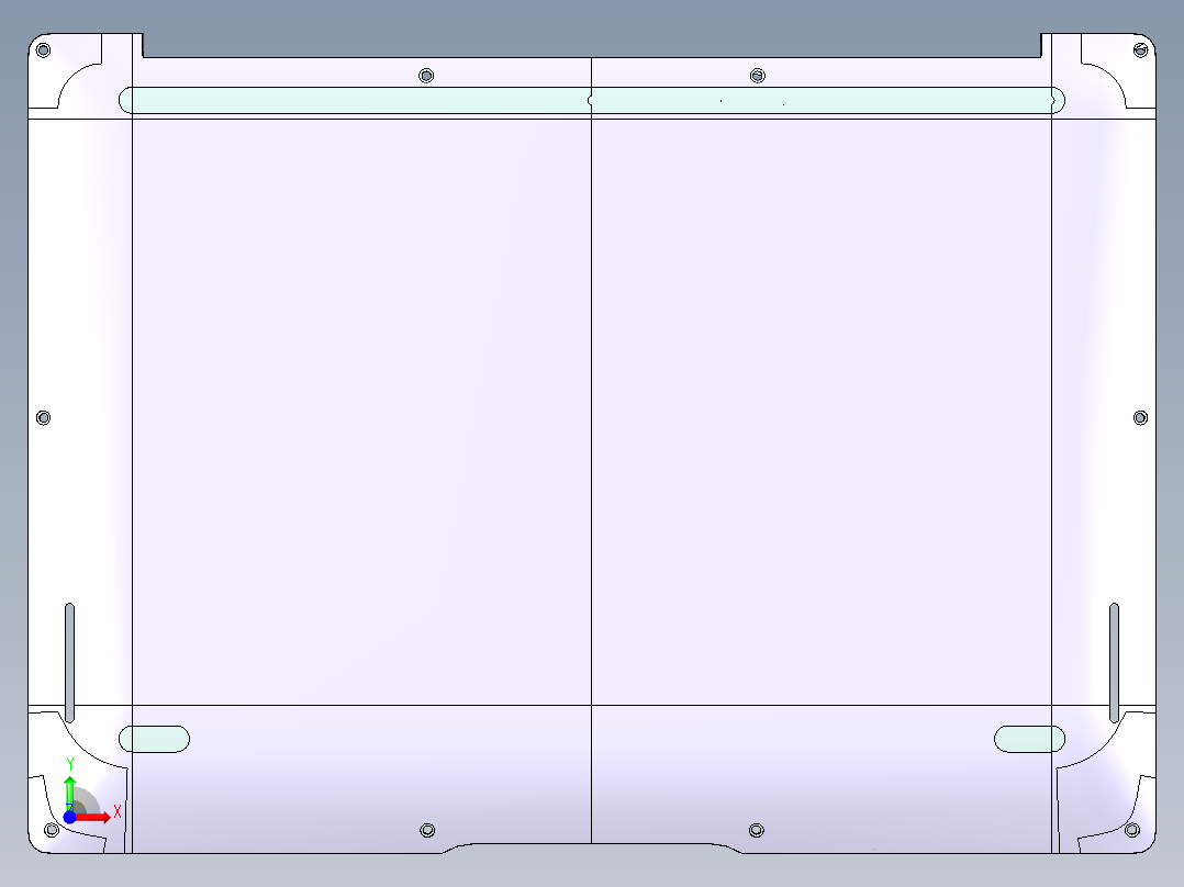 笔记本D壳铣脚垫槽UG程序模型前视图