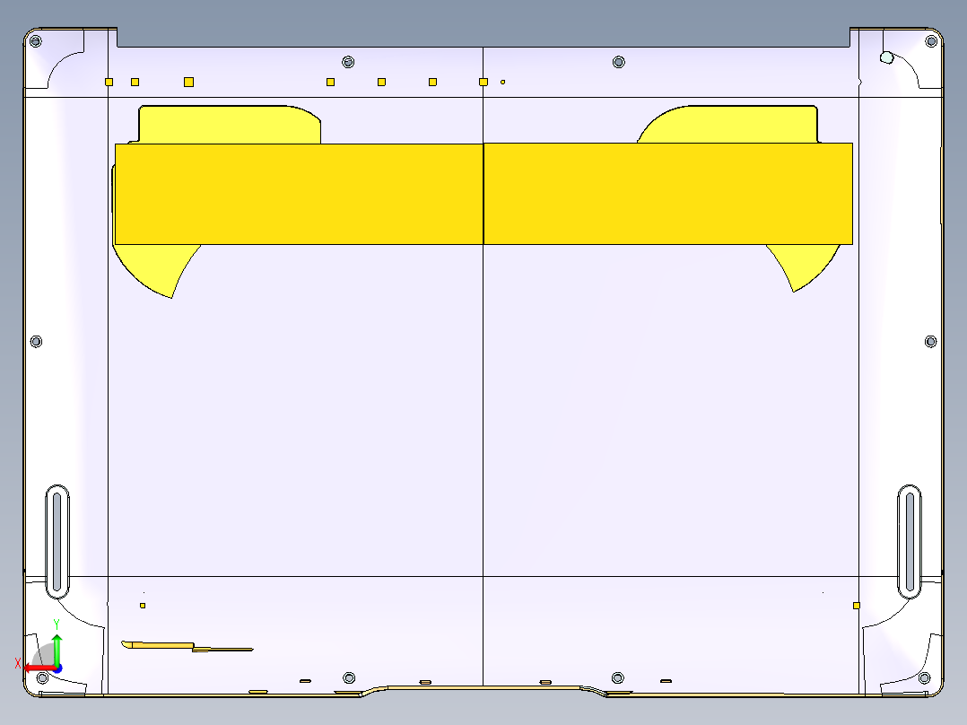 笔记本D壳铣脚垫槽UG程序模型后视图