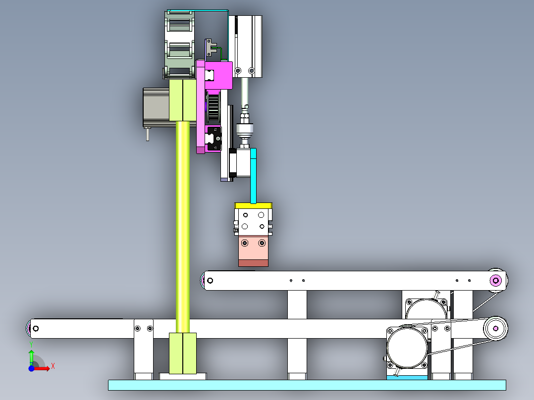 小型输送线与抓取机械配合使用设计前视图