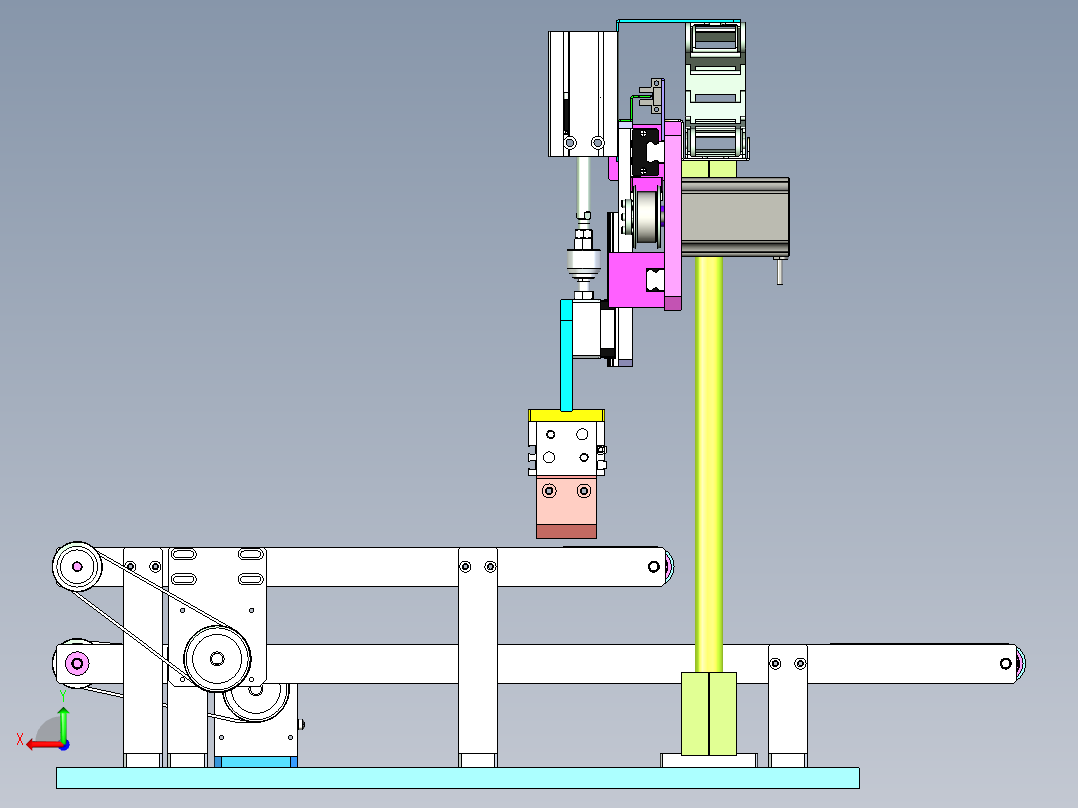 小型输送线与抓取机械配合使用设计后视图