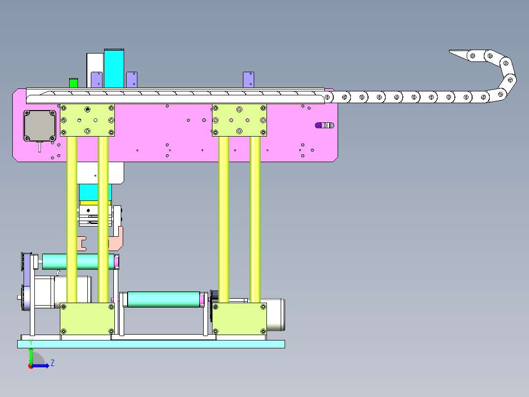 小型输送线与抓取机械配合使用设计左视图