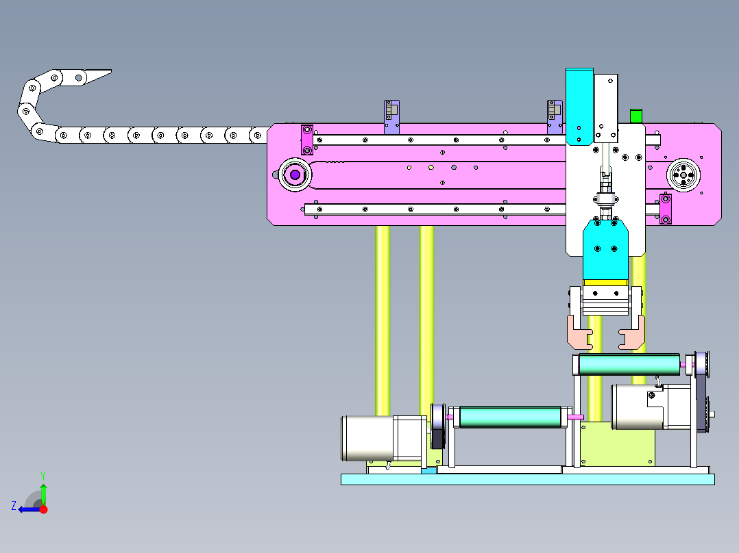 小型输送线与抓取机械配合使用设计右视图