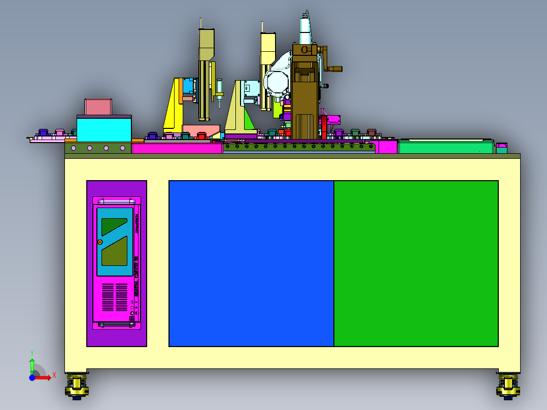 保护插头的PCB板自动化装配机前视图
