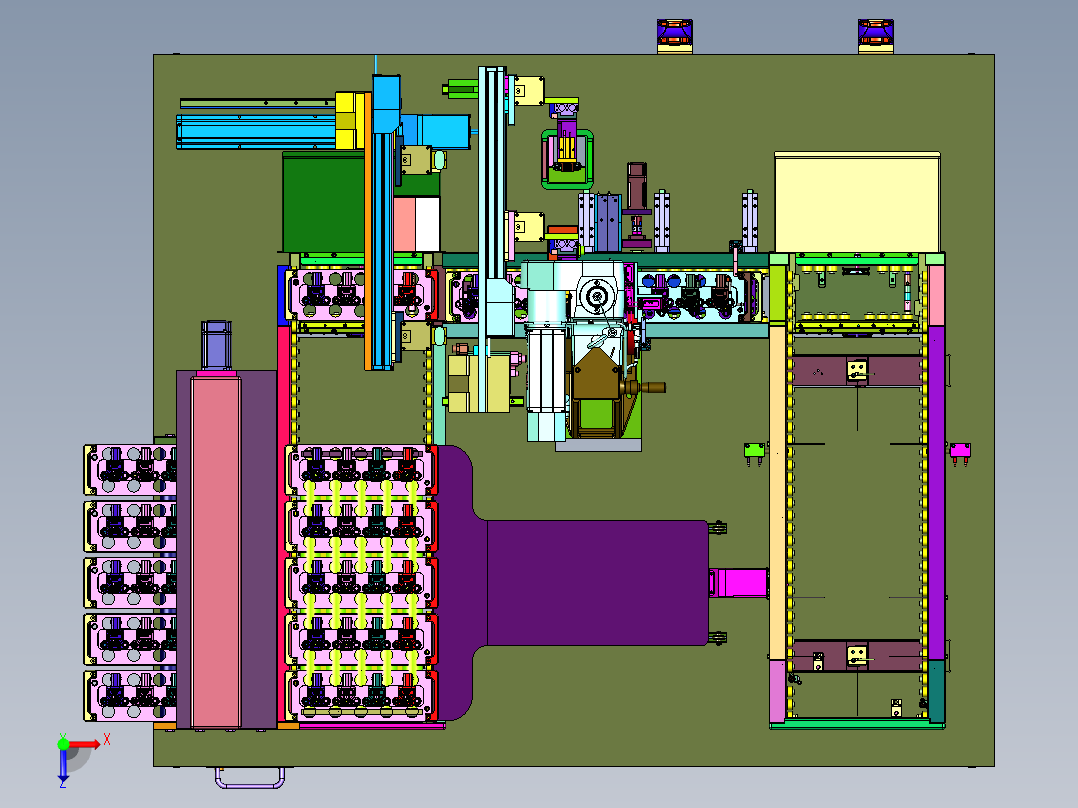 保护插头的PCB板自动化装配机俯视图