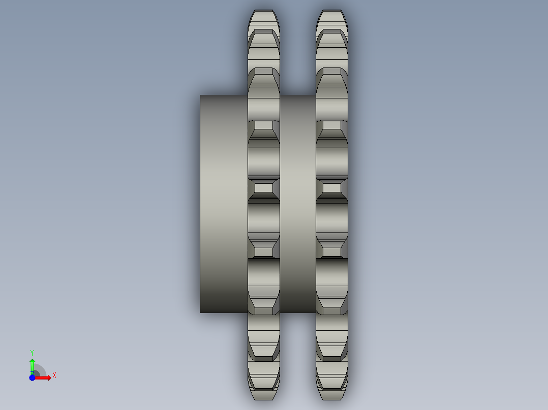 19齿内孔40带键槽20A双排从动链轮前视图