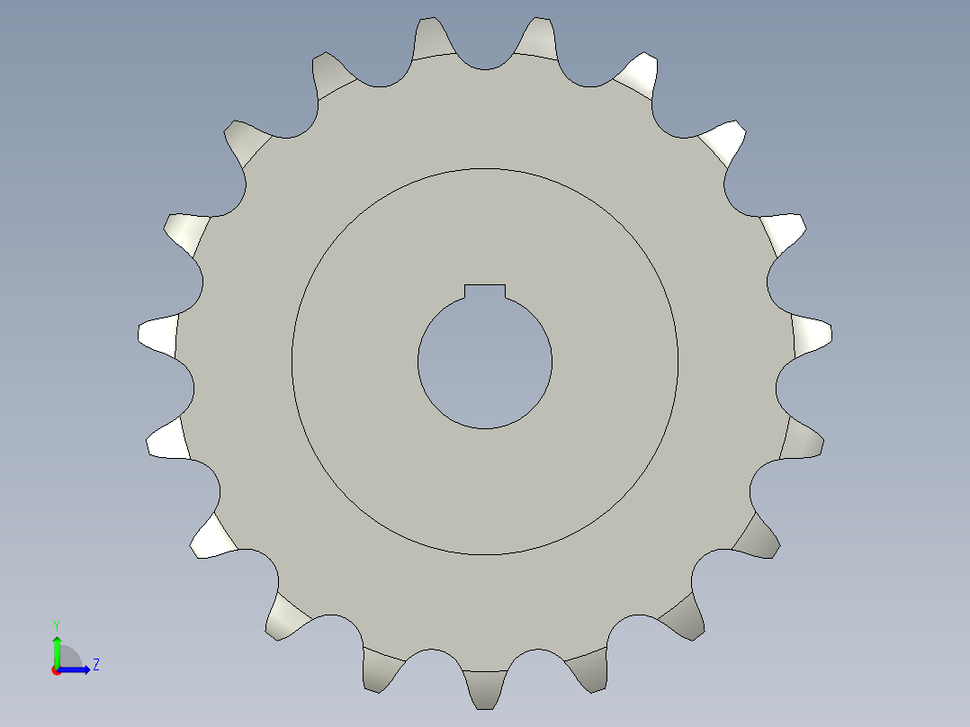 19齿内孔40带键槽20A双排从动链轮左视图