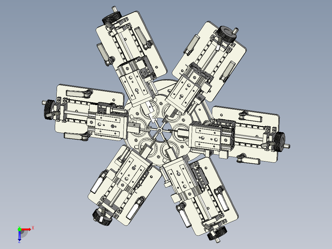 45度六穴切割组件俯视图
