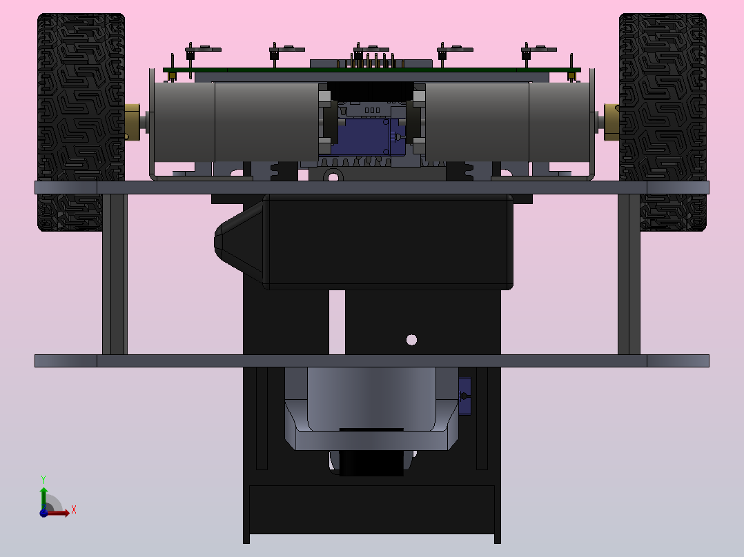 带夹爪的四轮驱动编程小车前视图