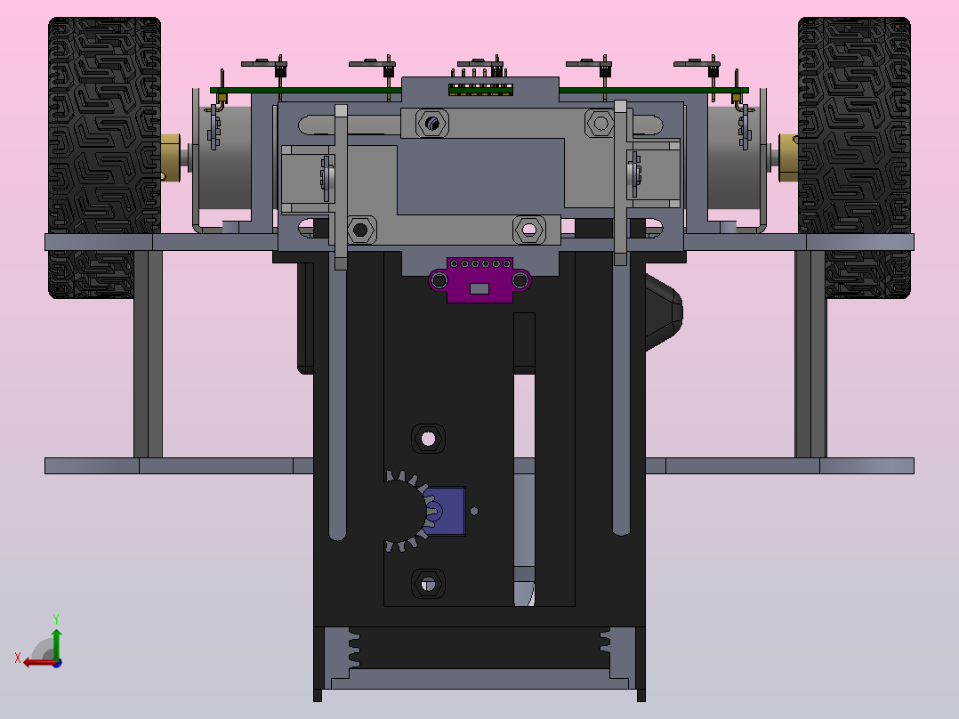 带夹爪的四轮驱动编程小车后视图