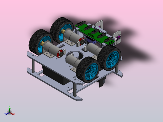 带夹爪的四轮驱动编程小车正等轴测缩略图