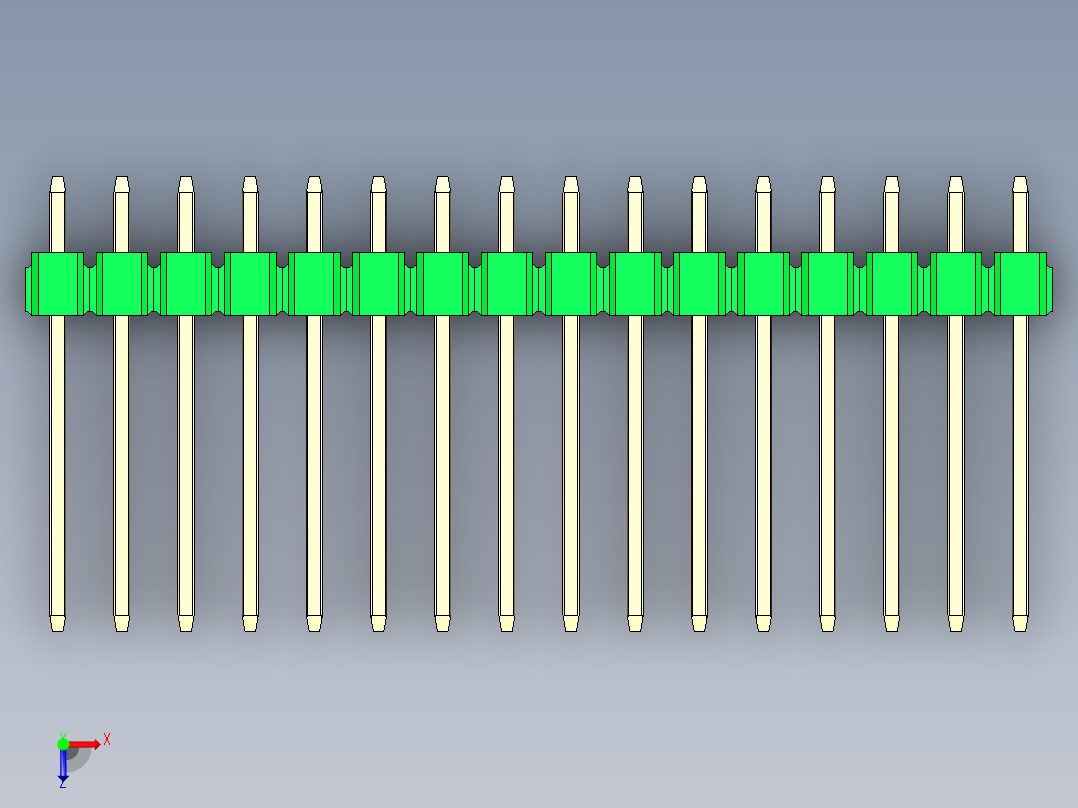 彩色公头100mil（2.54mm）系列-DS1021_green_2x16p_100mil_Type5_rev1.0俯视图