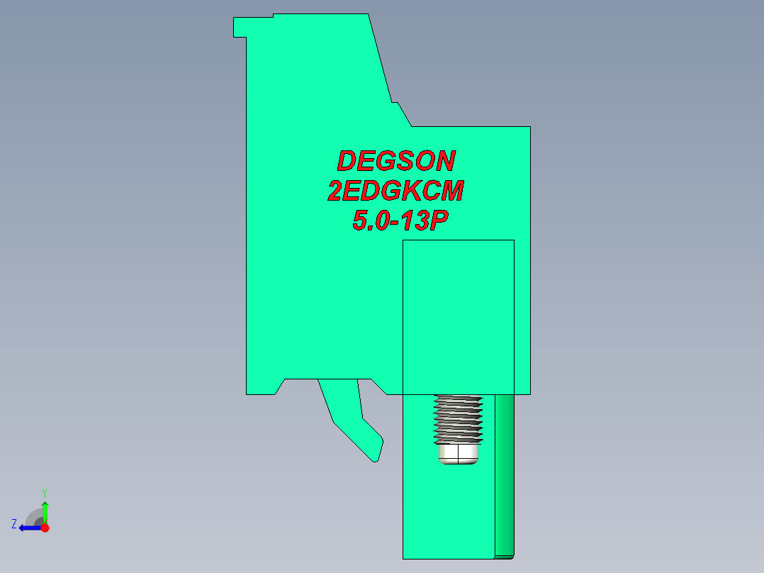 DEGSON 2EDG（M） 系列 5.0mm 螺丝锁紧可插拔接线端子组-2EDGKCM-5.0-13P-14-00AH右视图
