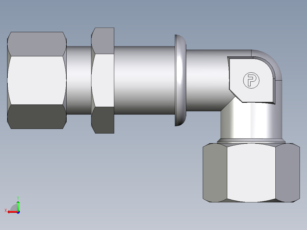 卡套式工业通用硬管接头EO_Bulkhead_elbow_WSV12L71后视图