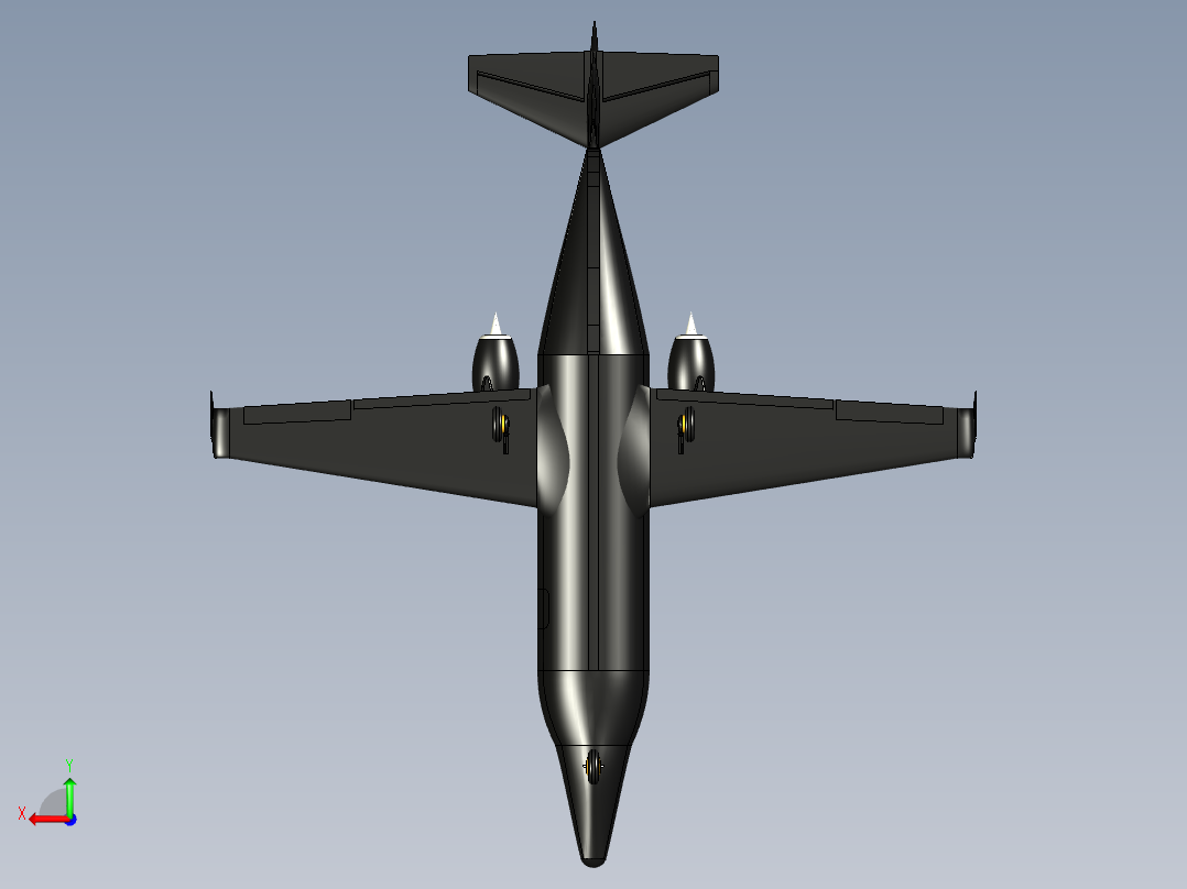 HondaJet小型商务喷气飞机造型3D图纸 STEP格式后视图