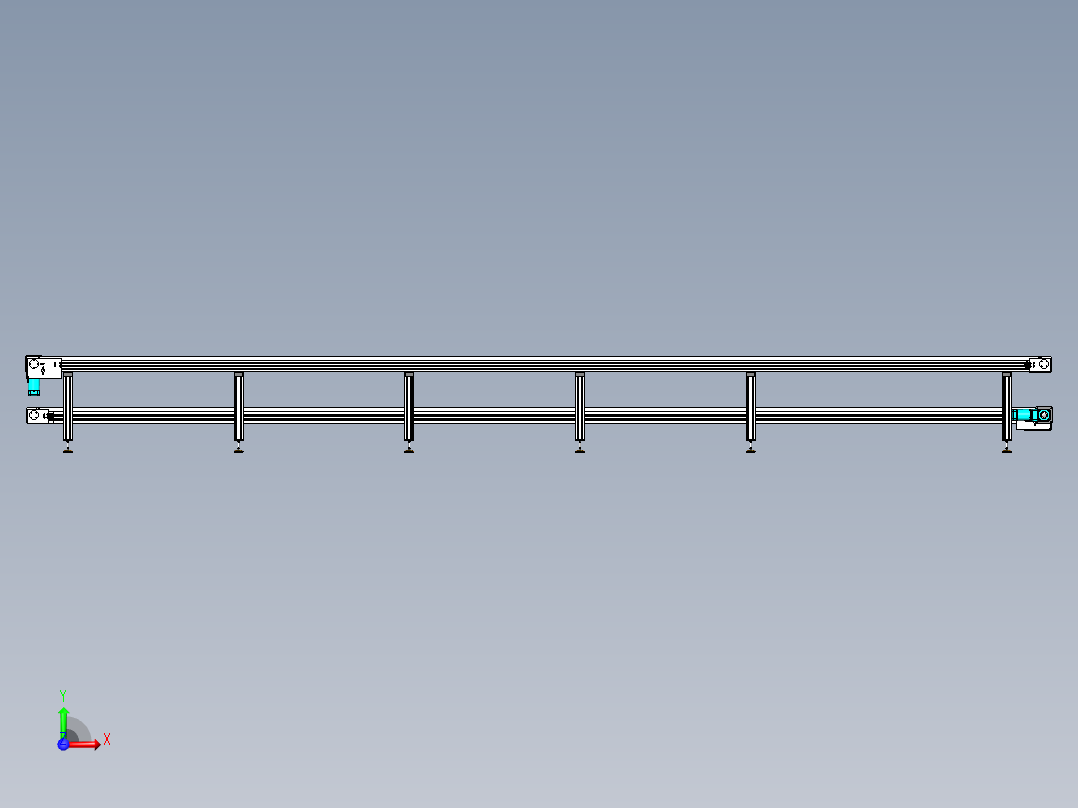 长9000宽700高800双层倍速链前视图