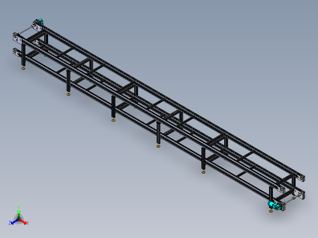 长9000宽700高800双层倍速链正等轴测图