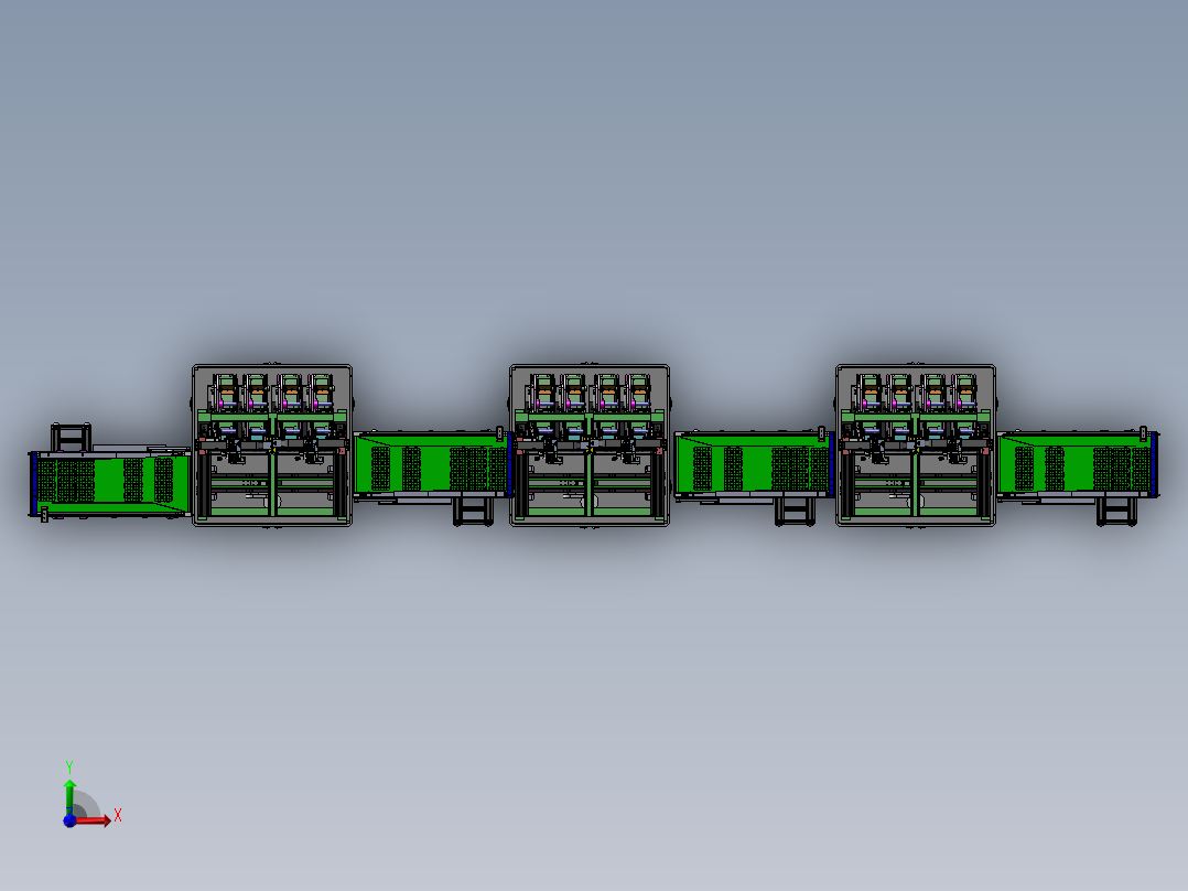 贴标设备，采用双上料模组，双视觉定位模组前视图