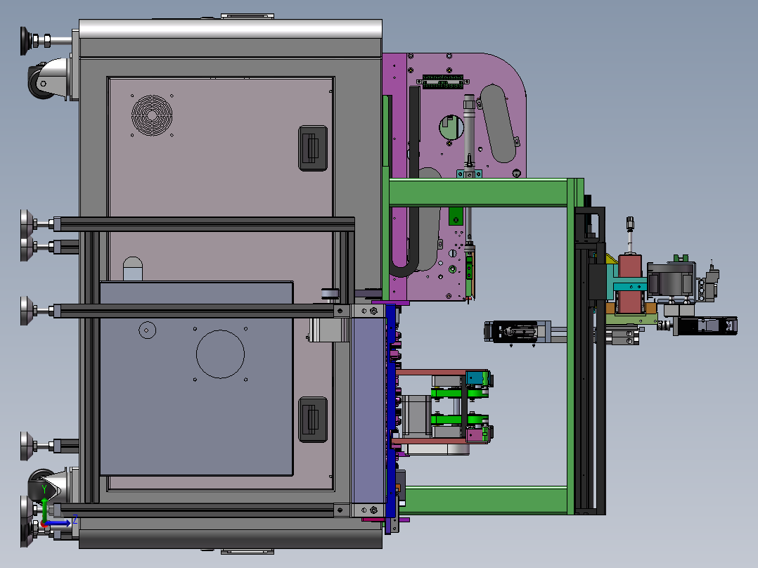 贴标设备，采用双上料模组，双视觉定位模组左视图