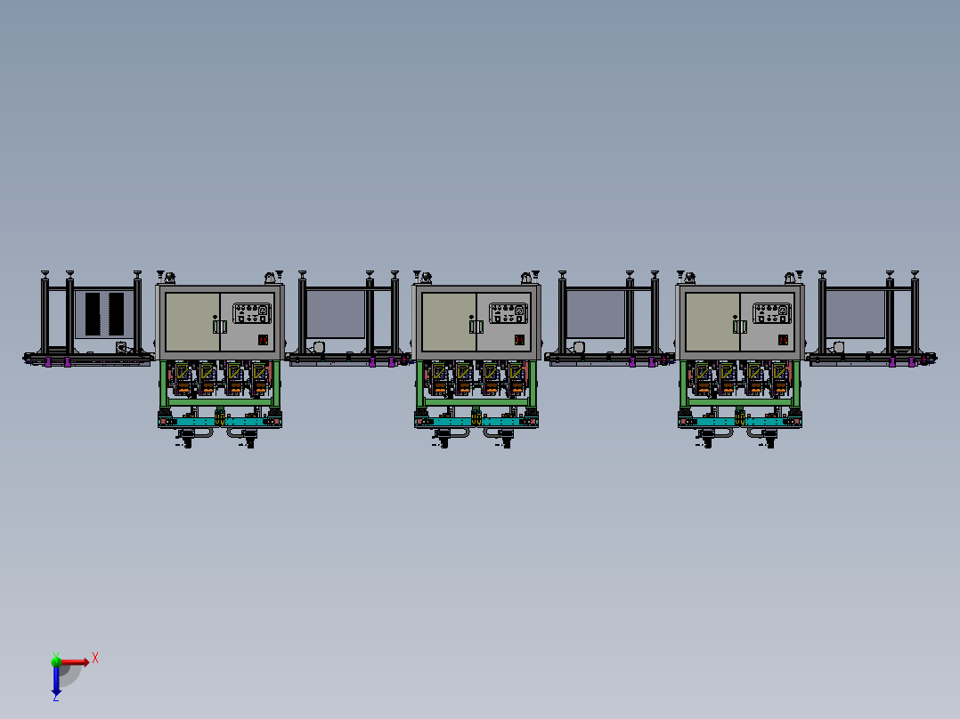 贴标设备，采用双上料模组，双视觉定位模组俯视图