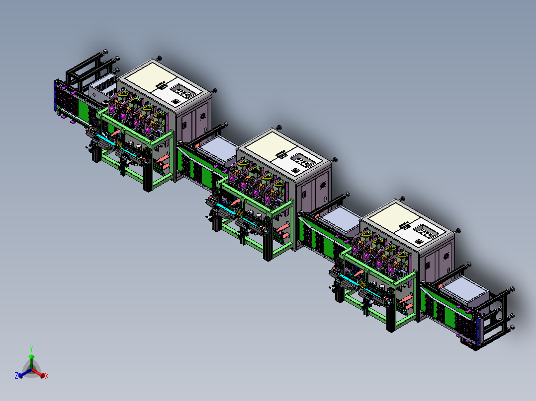 贴标设备，采用双上料模组，双视觉定位模组正等轴测图