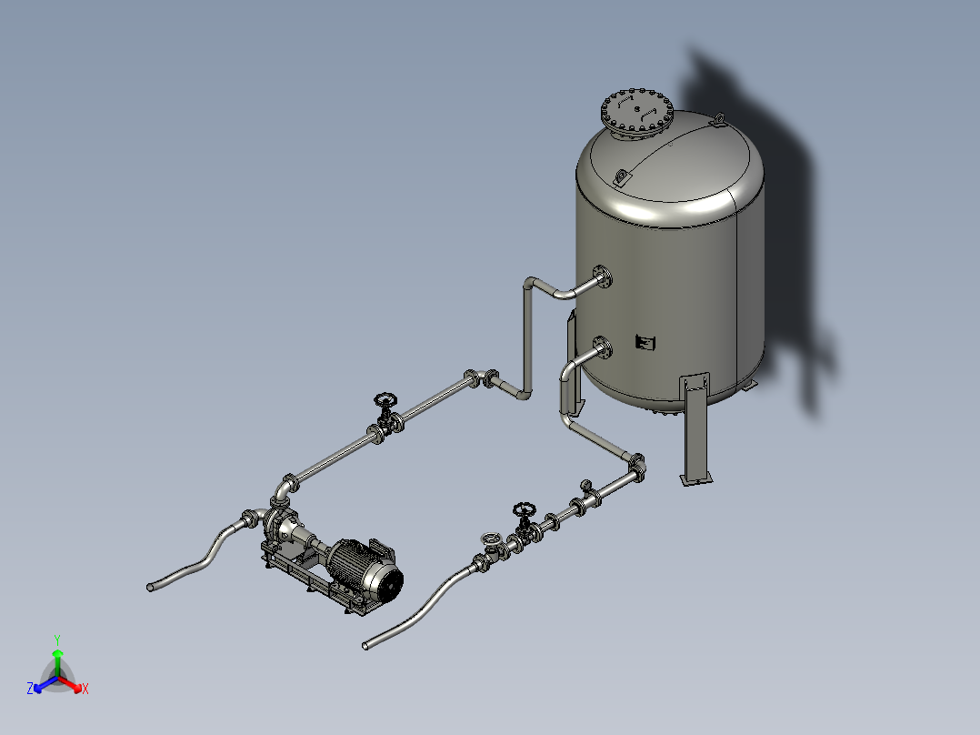 小型水力自动生物过滤装置正等轴测图