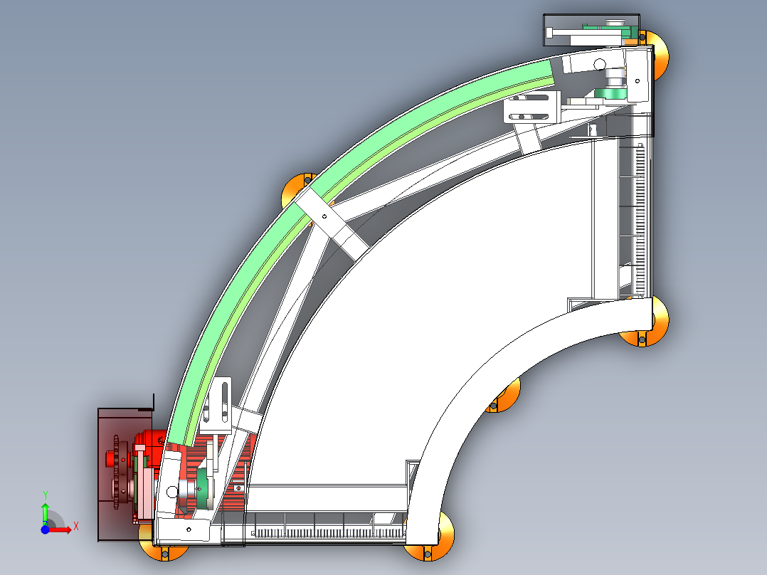 90度转弯皮带线前视图