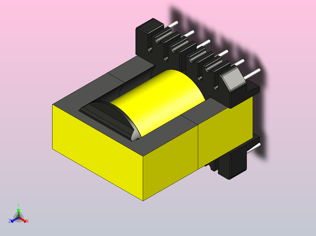 带铁氧体磁芯 EER281712 的变压器主视图