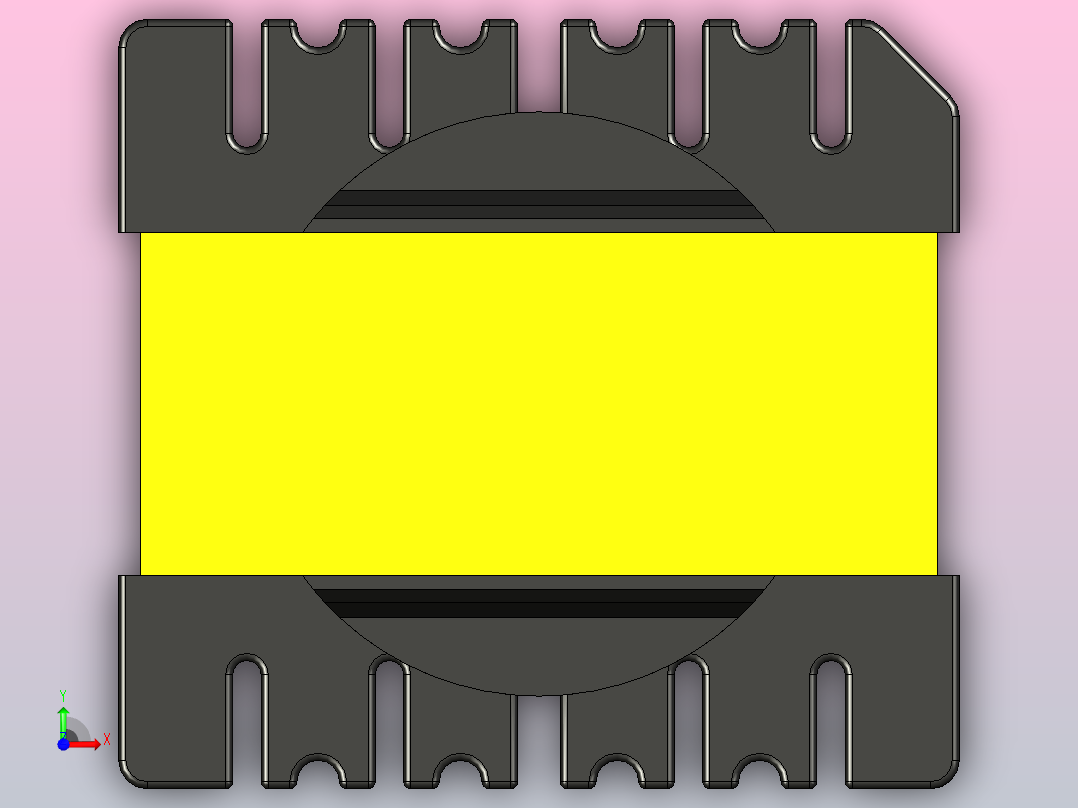 带铁氧体磁芯 EER281712 的变压器前视图