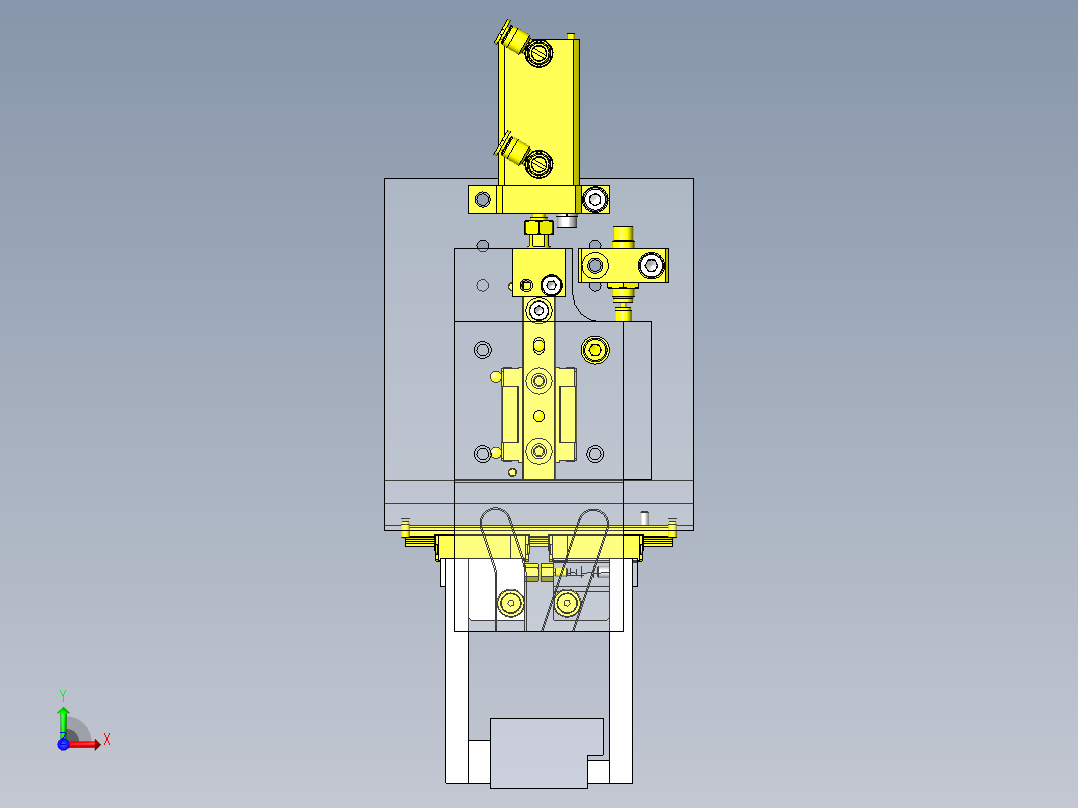 不对称凸轮轴承夹紧机构前视图