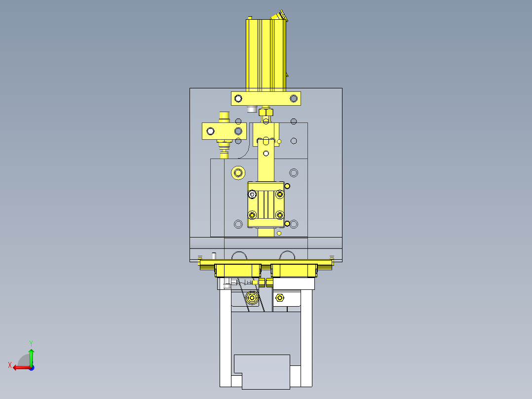 不对称凸轮轴承夹紧机构后视图