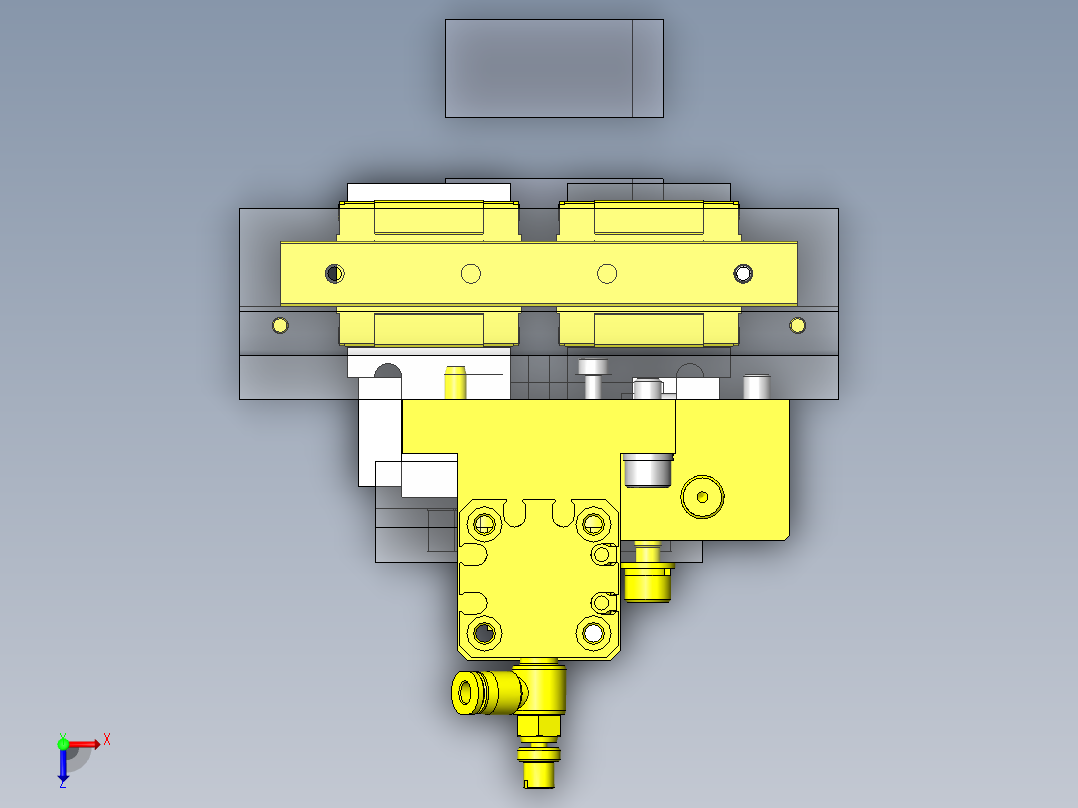 不对称凸轮轴承夹紧机构俯视图