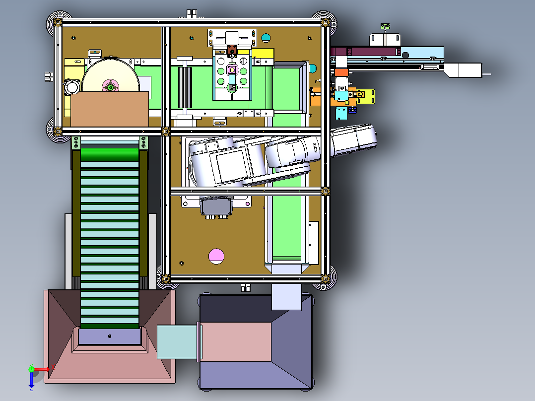 机械手自动上料设备sw17可编辑俯视图