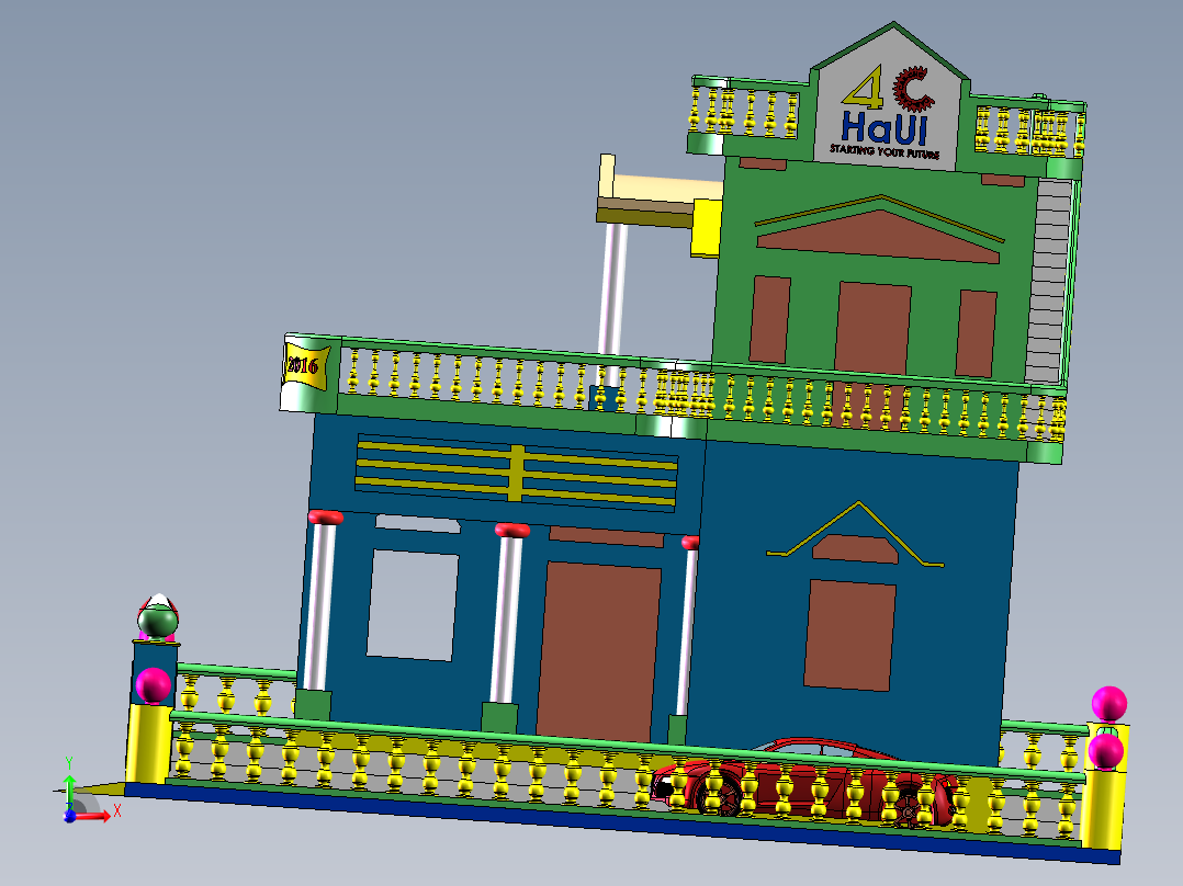 我的车和我的房子前视图