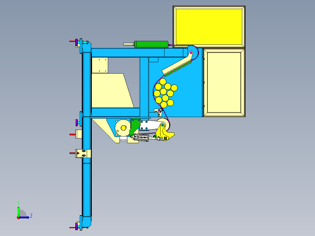 Belt Stocker皮带堆垛机3D模型图纸 CATIA设计左视图